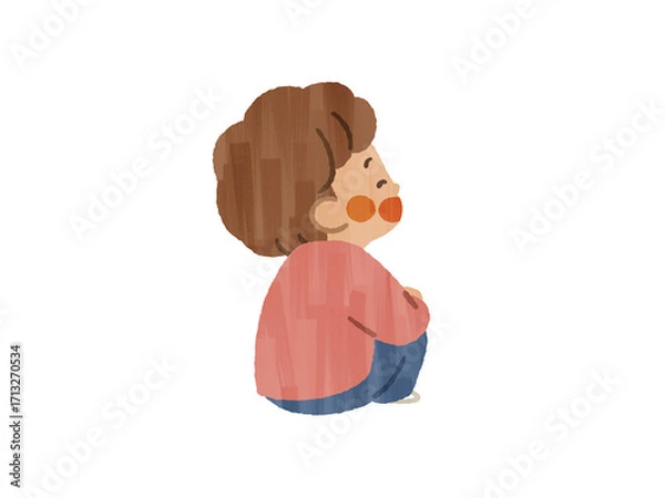 Obraz 笑顔で座っている子ども-ガッシュ