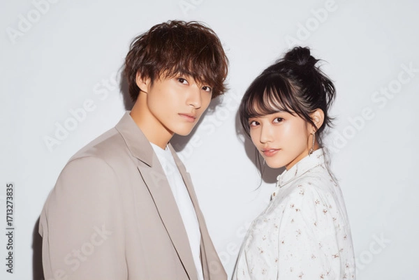 Fototapeta 若いアジア人の笑顔のカップル