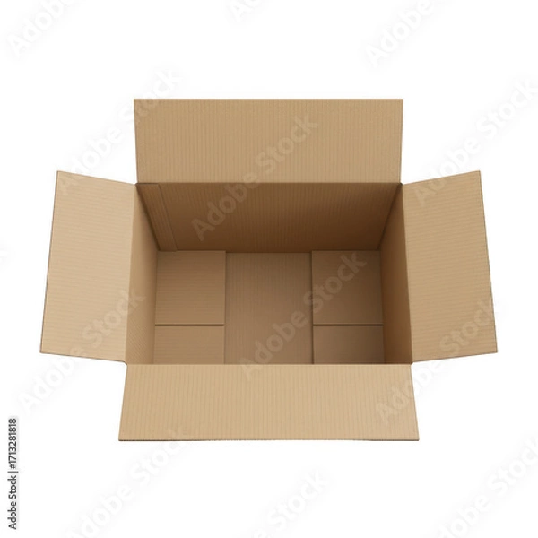 Fototapeta Open Cardboard Box on Transparent Background