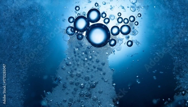 Fototapeta A Water Molecule And Bubble Serve As The Main Visual For The Background Image Of A Ppt Abstract About Water Droplets