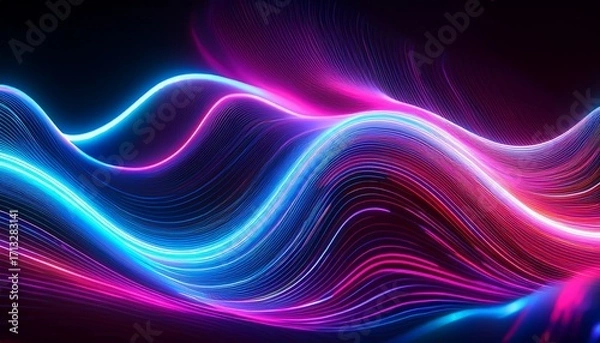 Fototapeta Glowing Neon Wave A Vibrant And Dynamic Neon Wave Of Light Undulates Gracefully Across A Textured Background Casting A Mesmerizing Glow