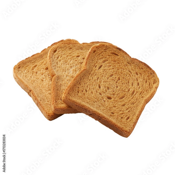 Fototapeta Three Slices of Toasted Wheat Bread on Transparent Background
