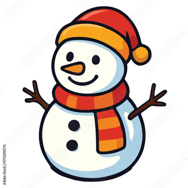 Fototapeta Snowman in watercolor drawing style