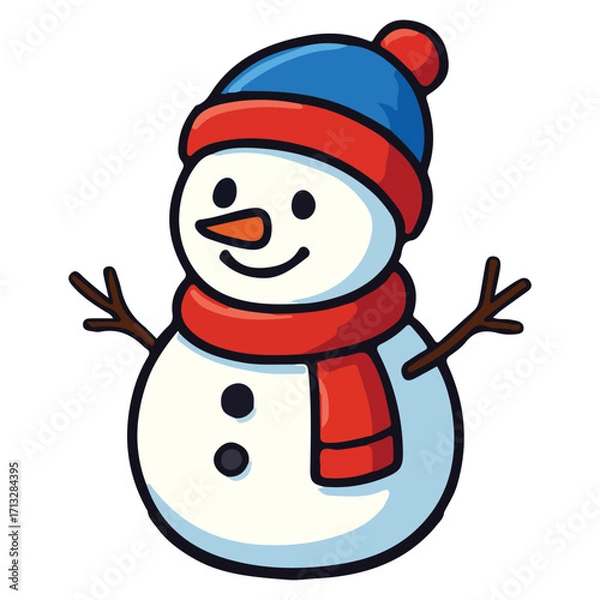 Fototapeta Snowman in watercolor drawing style