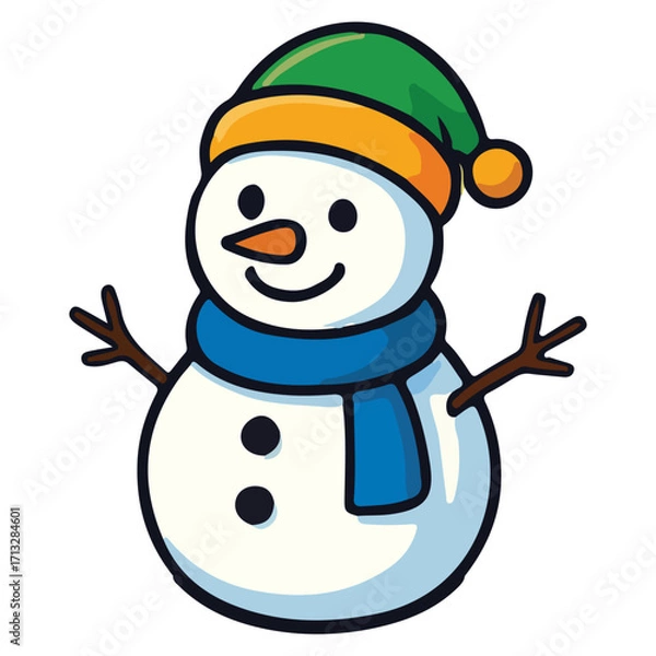 Fototapeta Snowman in watercolor drawing style