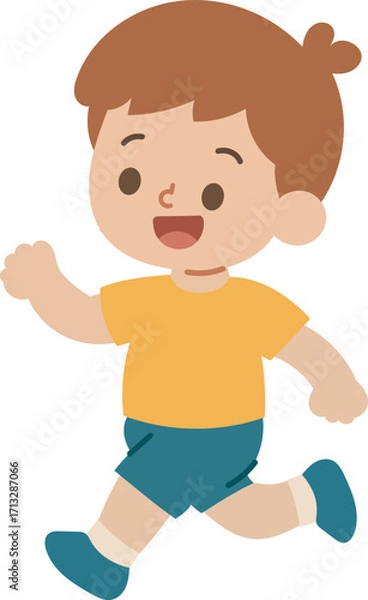 Obraz Kindergarten Boy Running During Playtime