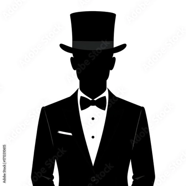 Obraz Silhouette of a man in a top hat and tuxedo