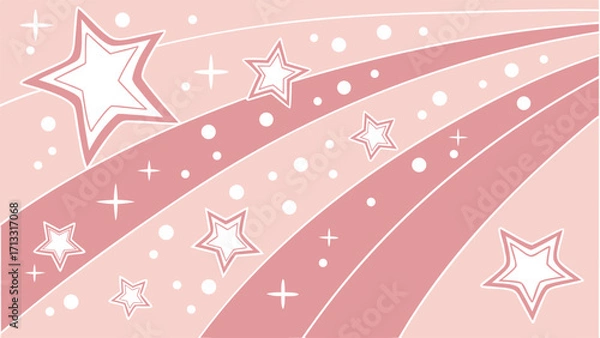 Fototapeta Dreamy Pink Star Pattern Background with Sparkles