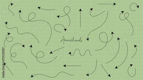 Fototapeta Arrowheads Collection - Diverse Cursive Arrows
