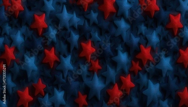Obraz Red and blue star pattern on dark background