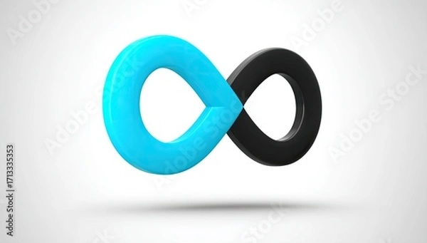Obraz 3D infinity symbol, teal & black