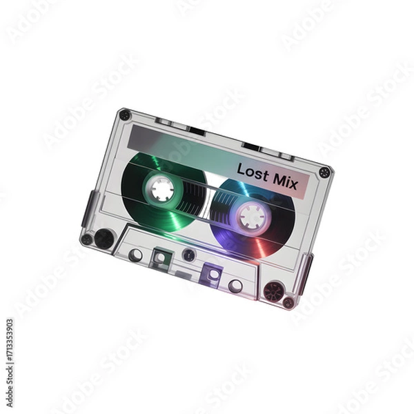 Fototapeta Retro cassette tape with the inscription lost mix isolated on transparent background