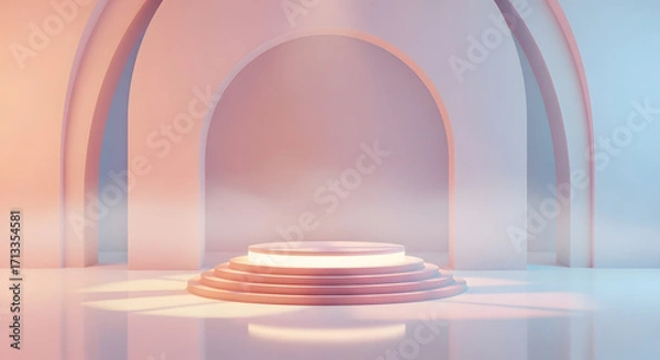 Fototapeta Clean 3D Arch Background with Podium