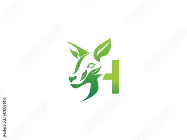 Fototapeta Modern agriculture biotech logo design combining eco-friendly elements with a green leaf and DNA symbol. Abstract emblem representing organic farming, sustainable agriculture, and innovative farm h