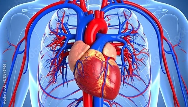 Obraz Human heart and circulatory system