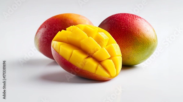 Fototapeta マンゴーと皮を剥いたマンゴー