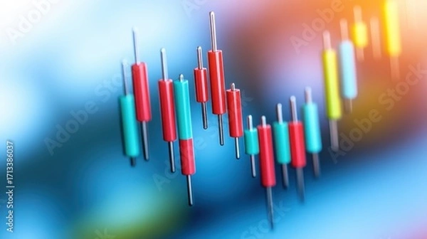 Fototapeta Colorful Candlestick Chart Representing Stock Market Data Analysis