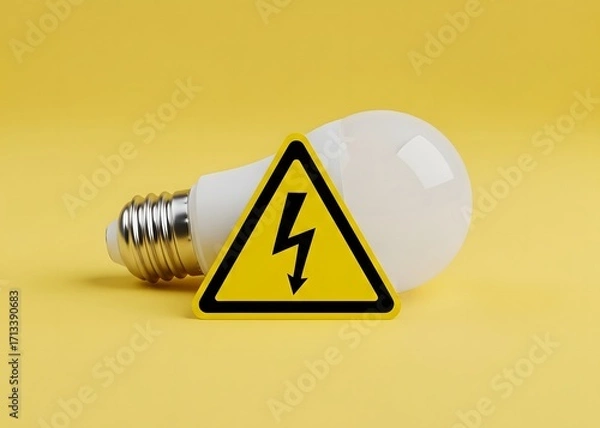 Fototapeta Light bulb and energy sign. Lack of electricity and energy crisis. Power outages disrupt systems and energy demand. Alternative energy sources.