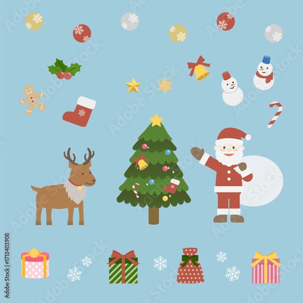 Fototapeta クリスマスのイラスト素材セット