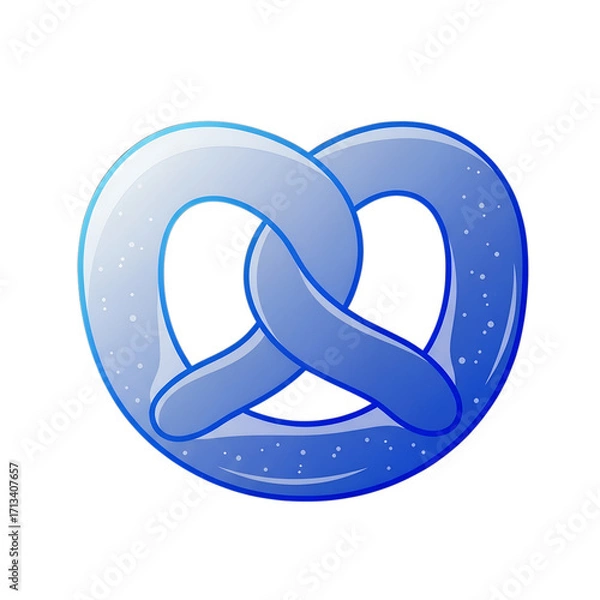 Obraz Stylized blue pretzel with white speckles and gradient shading food snack image isolated on a white transparent background png file download.

