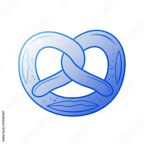 Obraz Blue gradient pretzel illustration with dots and outline on black food snack isolated on a white transparent background png file download.
