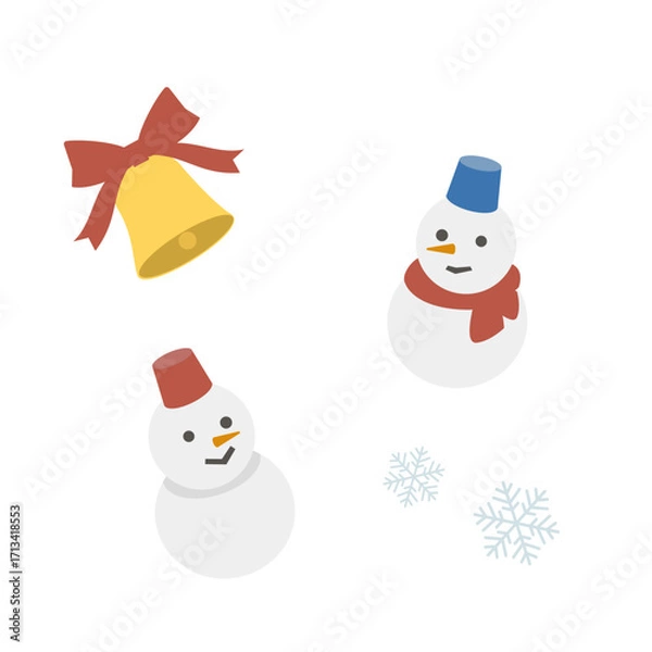Obraz かわいい雪だるまのイラスト