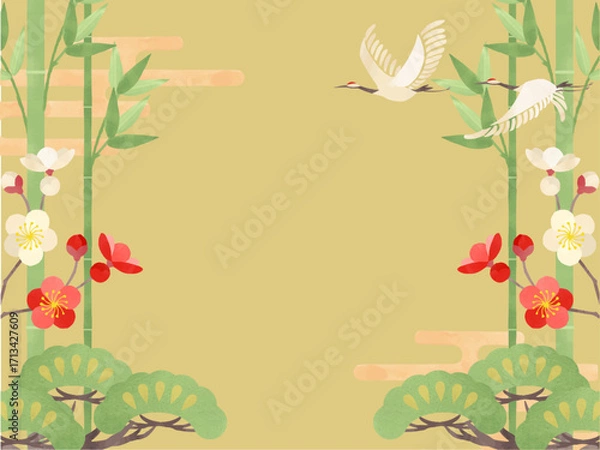 Obraz 松竹梅の和風モダンな背景素材