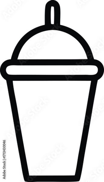 Fototapeta Simple outline icon of a to-go cup with lid and straw minimalist beverage container graphic for food and drink designs