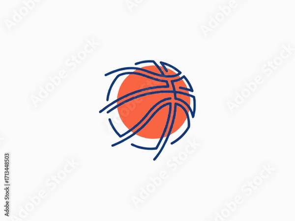 Fototapeta Dynamic abstract basketball graphic with vibrant orange and blue lines, perfect for sports branding
