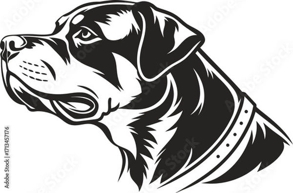 Obraz Bold rottweiler head silhouette graphic design for banners and advertisements