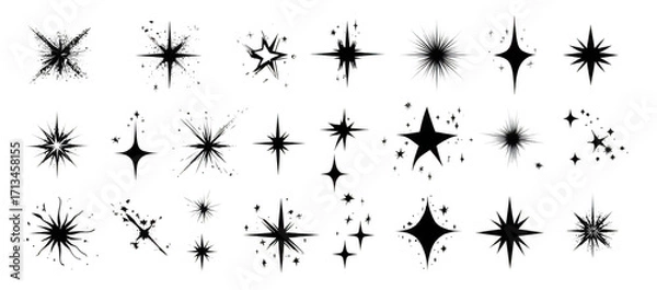 Obraz Collection of simple vector star icons, each featuring unique designs and shapes, perfect for adding touch of sparkle and creativity to various projects