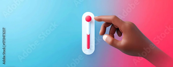 Fototapeta Hand Adjusting a Slider for Temperature Control on a Modern Interface