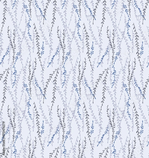 Fototapeta Japanese Leaf Swirl Branch Vector Seamless Pattern