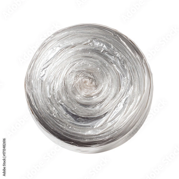 Fototapeta Roll of plastic wrap is shown on top view on transparent background