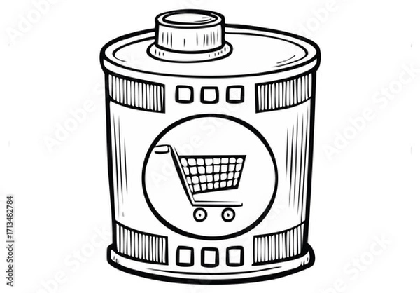 Fototapeta Stylized Container Featuring Shopping Cart Icon Isolated Illustration