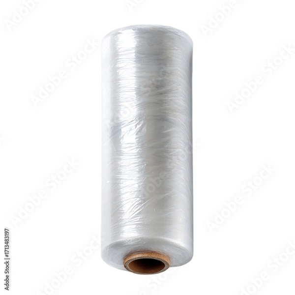 Fototapeta Roll of plastic wrap is shown on top view on transparent background