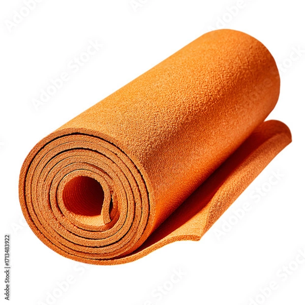 Fototapeta Rolled up orange yoga mat on transparent background