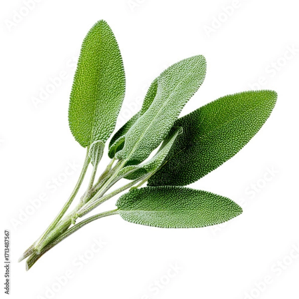 Fototapeta Shot of a fresh sage sprig against on transparent background