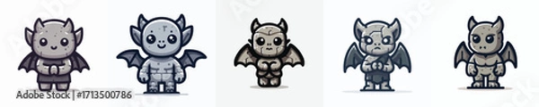 Fototapeta Cute Gargoyle Chibi Cartoon – Adorable Stone Guardian Vector Art