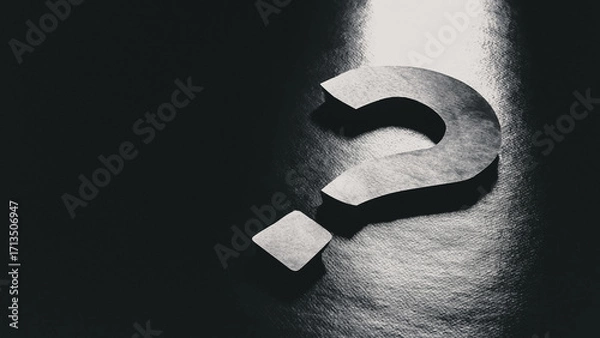Fototapeta Light on Question mark on dark background. Concept about Problem solving, solutions, creativity, and the search for answers in business and strategy.