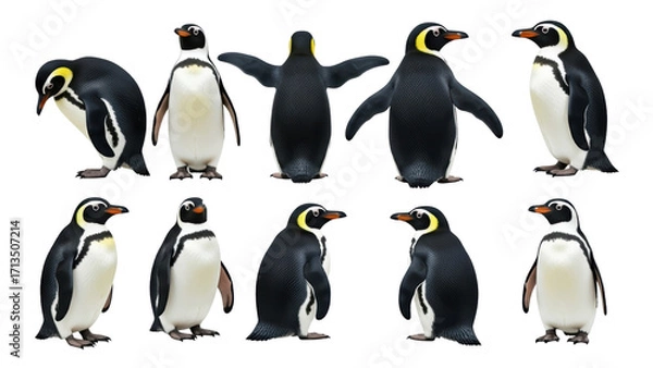 Obraz Group of Penguins Different Poses Collection Wildlife Bird Antarctic Animals