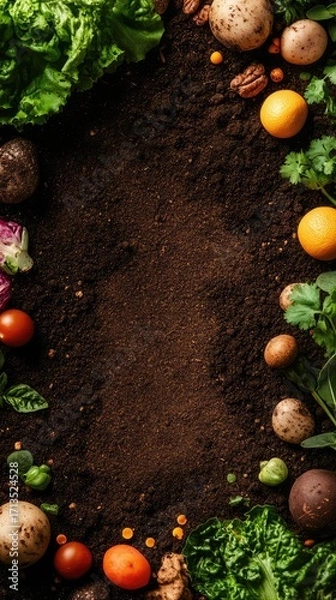 Fototapeta A picture of a garden with a variety of vegetables including tomatoes, potatoes