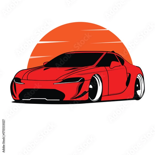 Obraz Cool and simple red race car design, suitable for visual elements or logos