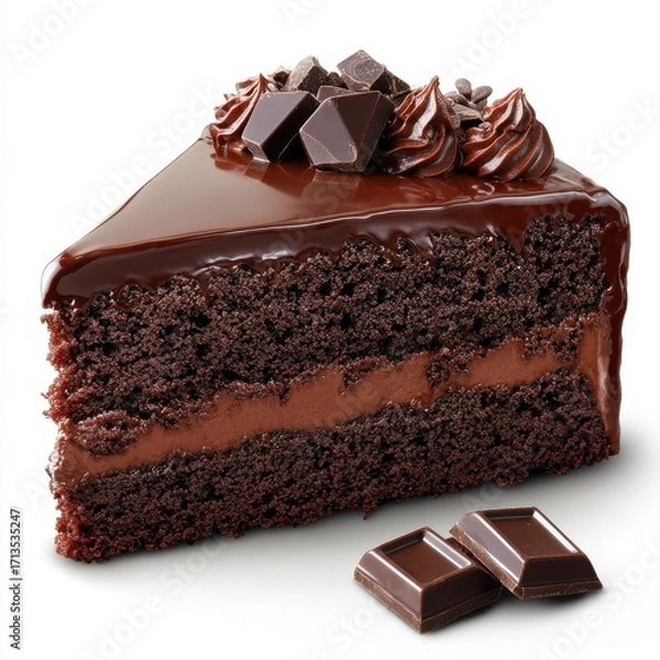 Obraz Decadent Chocolate Cake Slice with Rich Frosting