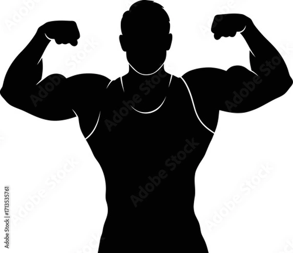 Obraz unleash your inner strength a bodybuilders silhouette, isolated on transparent background