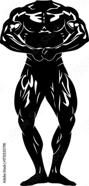 Obraz unleash your inner strength a bodybuilders silhouette, isolated on transparent background