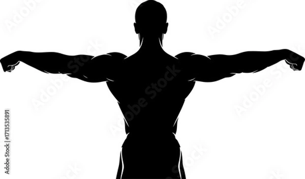 Obraz unveiling strength a muscular silhouette of power and potential, isolated on transparent background