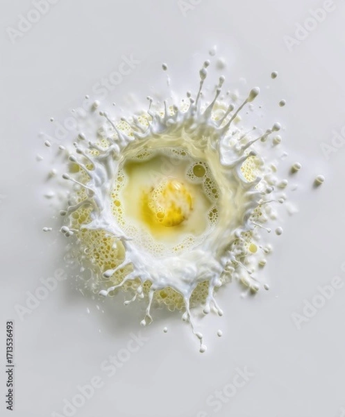 Obraz Egg Yolk Splash in Milk Overhead Close up