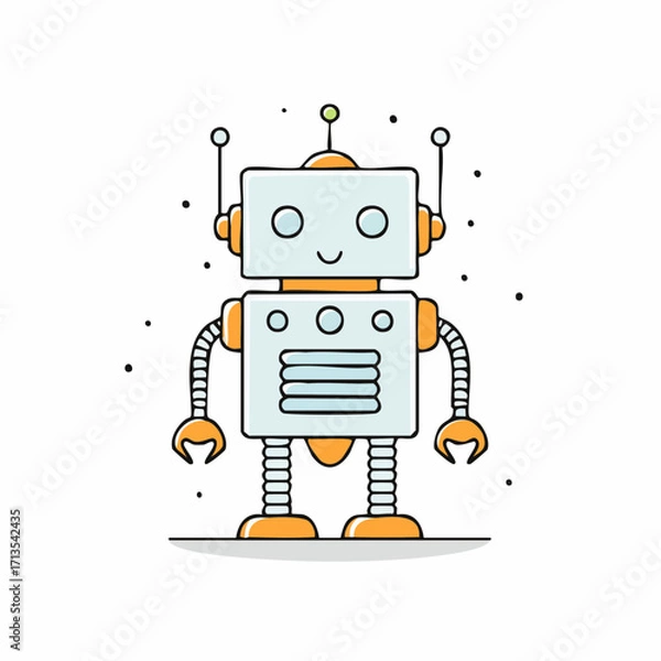 Fototapeta Cartoon Robot Illustration with Geometric Shapes and Antennae.