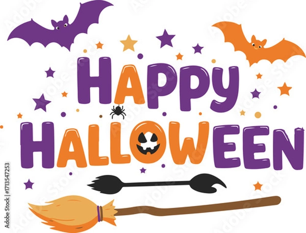 Obraz Spooky halloween vector design with classic holiday elements and vibrant colors